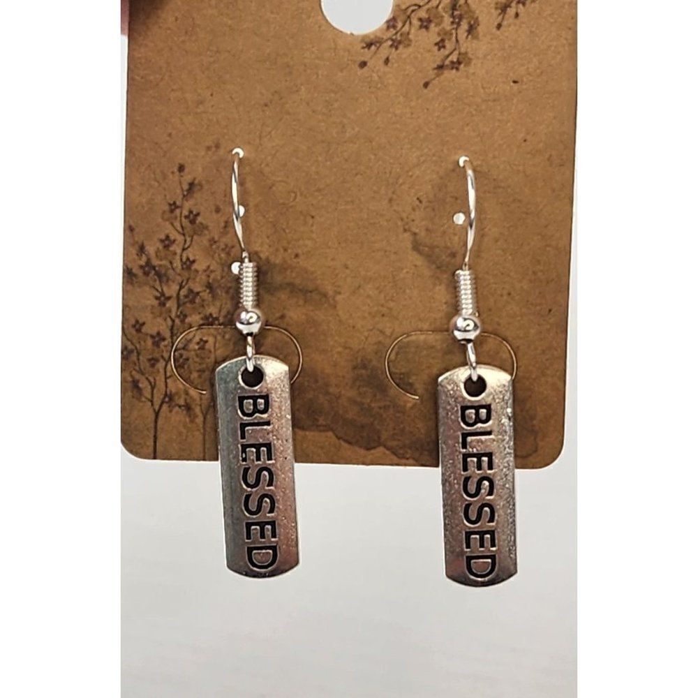 NEW, handmade Inspirational Quote, "Blessed" Earrings